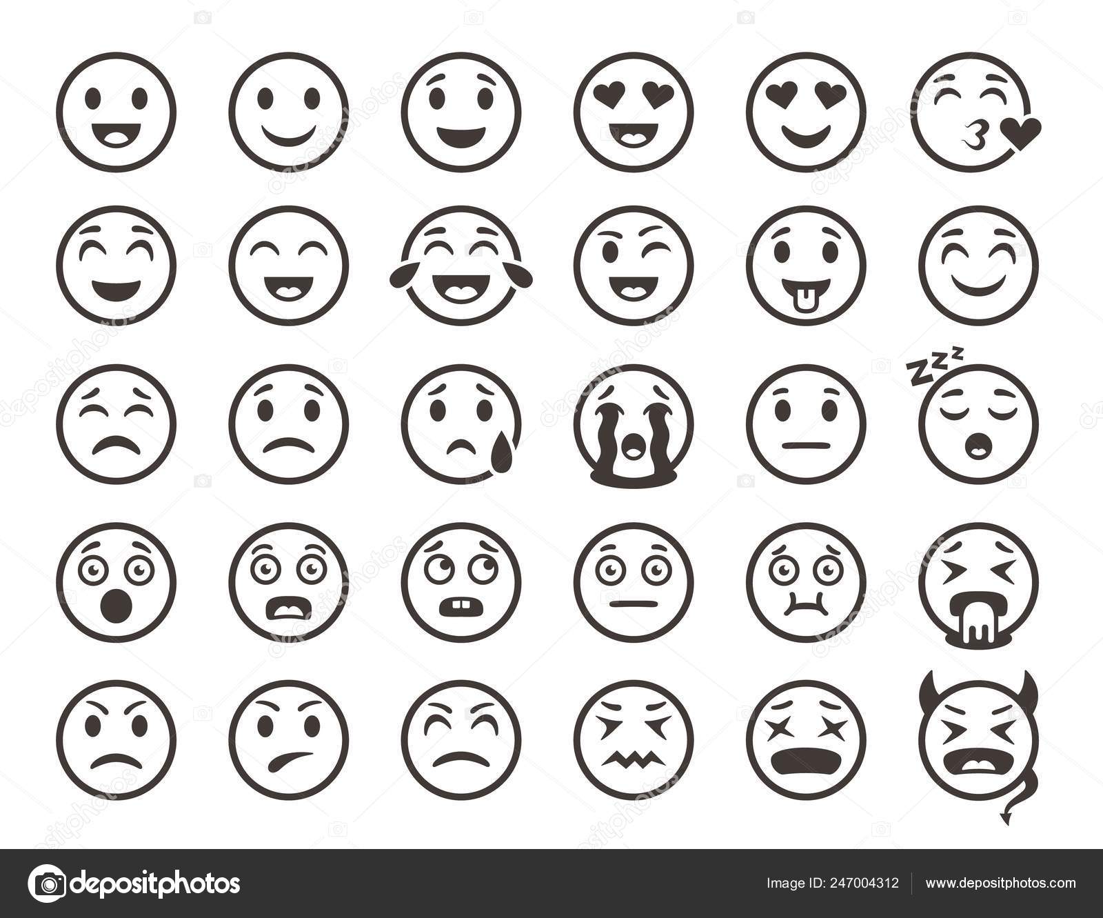 Crazy Face Emoticon Black And White