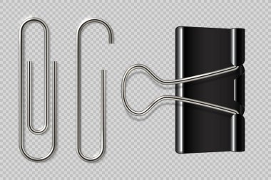 Ataç. Gerçekçi cilt, kağıt tutucu beyaz arka plan üzerinde makro metal defter bağlantı elemanları izole. Vektör ataş