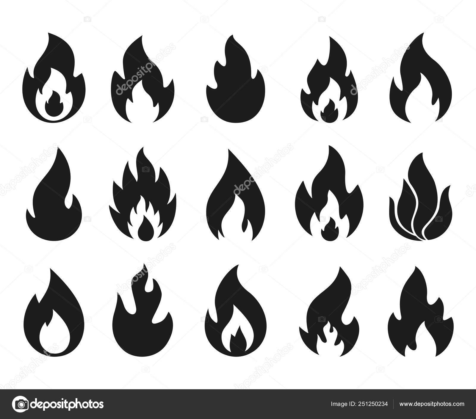 Chama fogo queimar ícone vetor gráfico imagem vetorial de