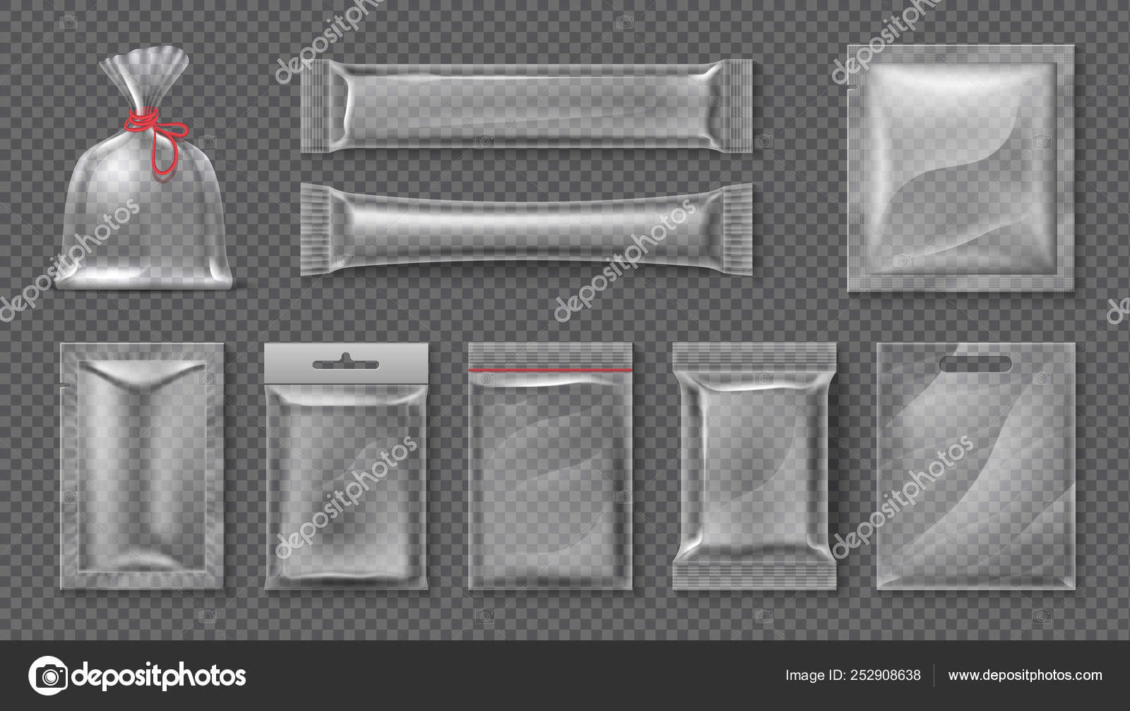 Download Plastic Package Realistic Clear Bag Mockup 3d Transparent Food Product Pack Set Blank Glossy Foil Vector Candy Snack Container Vector Image By C Spicytruffel Vector Stock 252908638