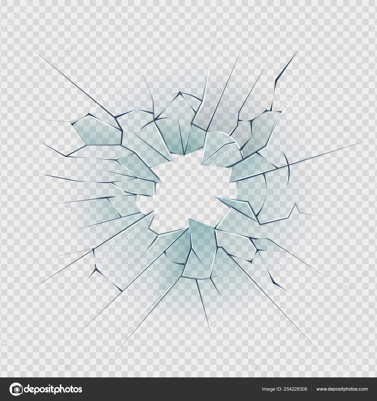 leeuwerik Advertentie draadloos Broken glass. Cracked window texture realistic destruction hole in  transparent damaged glass. Realistic shattered glass template Stock Vector  by ©SpicyTruffel #254228308