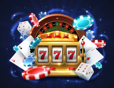 777 casino slot makinesidir. Rulet büyük şanslı Ödülü kumar, gerçekçi 3d vektör rulet ve altın tembellik makine