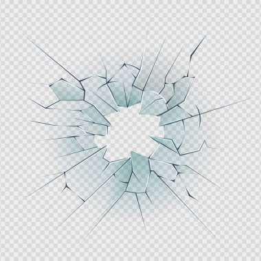 Kırık cam. Kırık pencere doku gerçekçi imha deliğe şeffaf hasarlı cam. Gerçekçi parçalanmış cam şablonu