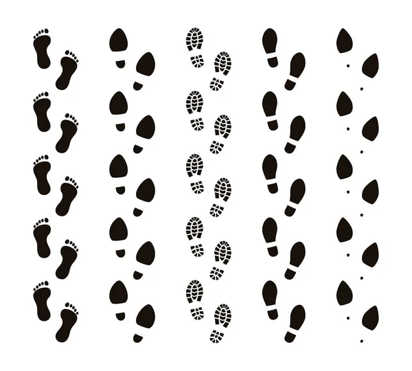 Black Prints Shoes Feet White Background Stock Vector Image by