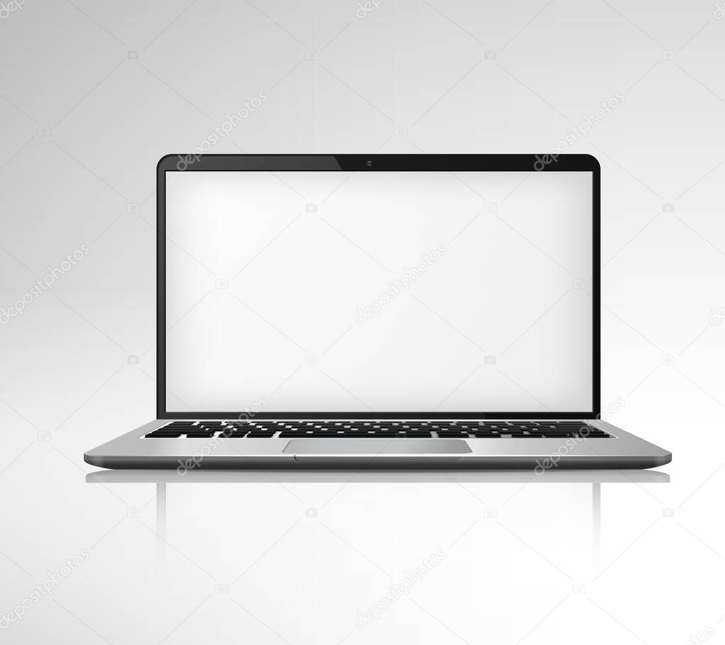 Realistic Notebook Laptop. Isolated personal office electronics computers. Vector PC mockup