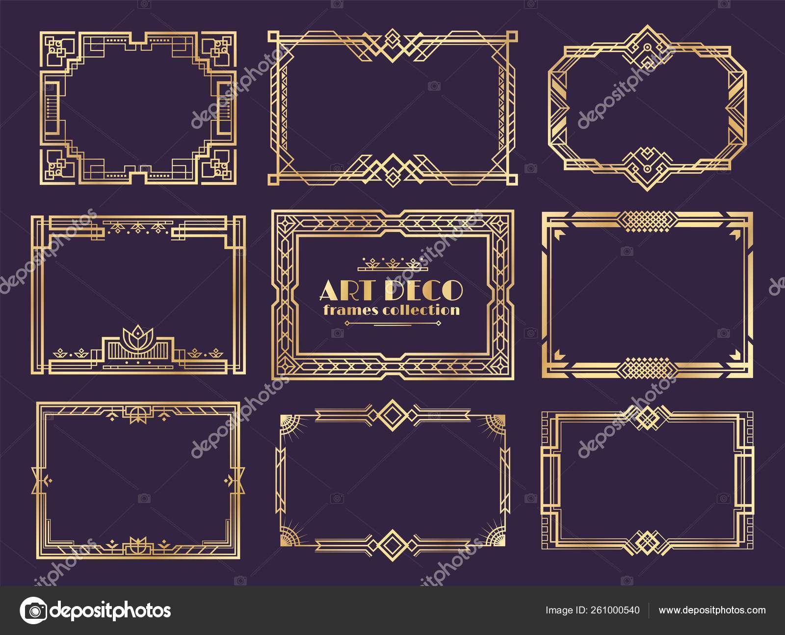 Art Deco Borders 1920s Golden Frames Nouveau Fancy Art Deco Borders 1920s Golden Frames Nouveau Fancy