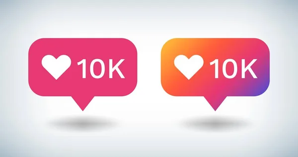 Ícone de contra-notificação. Lâmpada gradiente de mídia social com 10K seguidores gosta de comentários. Botão Vector UI inspirado em amigo — Vetor de Stock