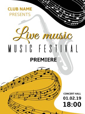 Müzik notaları arka plan. Soyut girdap dalga müzik nota tiz clef uyum klasik müzik festivali koro caz vektör posteri stave