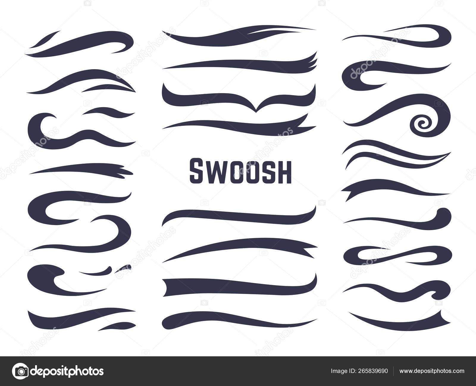 Premium Vector  Swooshes text tails for baseball design sports swash  underline shapes set in retro style swish typography font elements for  athletics baseball football decoration black swirl vector line