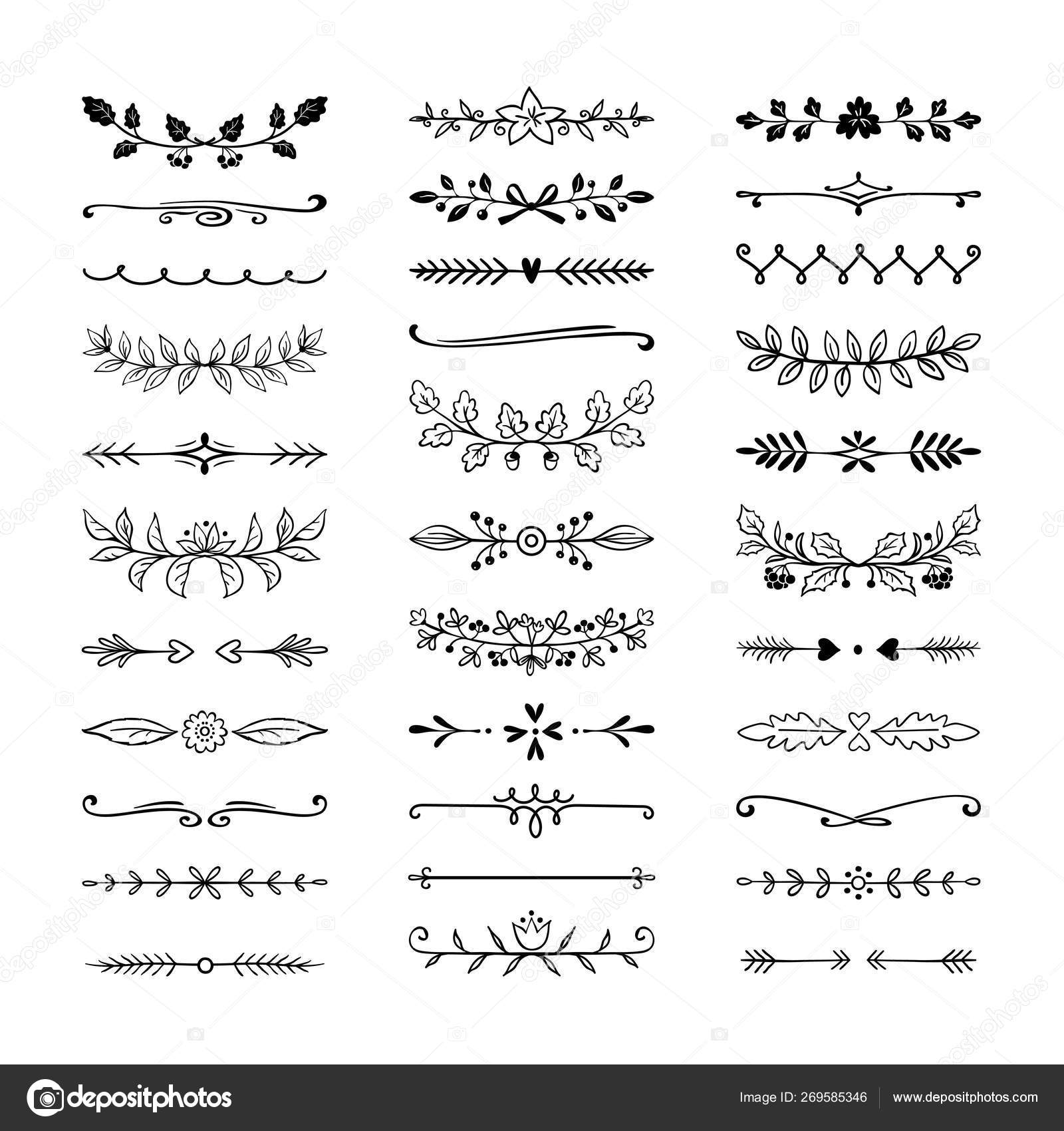 Doodle Dividers Hand Drawn Line Borders Wedding Decoration