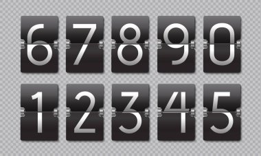 Geri sayım siyah flip saat. Skorbord retro paneli, analog kalan zaman afişi, dijital zaman sayacı. Vektör web geri sayım saati