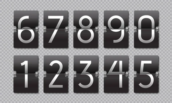 Countdown zwarte Flip klok. Scorebord retro panel, analoge resterende tijd banner, digitale tijd teller. Vector Web countdown klok — Stockvector