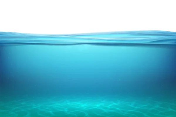 Unterwasseroberflächen. entspannen blauen Horizont Hintergrund unter der Oberfläche Meer, saubere natürliche Sicht unten Pool mit Sonnenstrahlen. Vektorillustration — Stockvektor