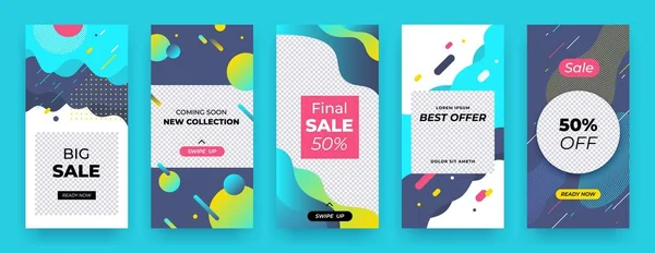 Social media banner. Story sale coupon layout, abstract promo swipe up template, discount mobile kit. Vector landing background — Stock Vector