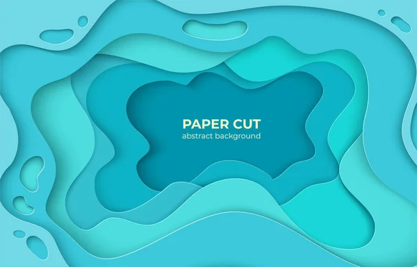 Paper cut background. 3D minimal water wave shapes, abstract origami ocean waves. Vector color decoration for poster flyer brochure