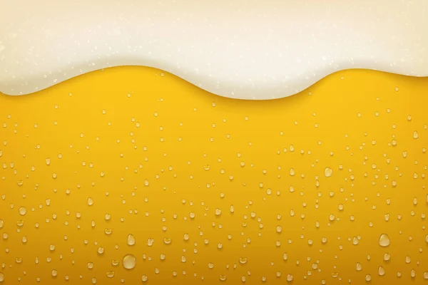 Espuma de cerveza. Burbujas de cerveza artesanales realistas condensan y fluyen espuma, festival de cerveza y fondo del cartel de la fiesta. Volante de la cervecería vectorial — Archivo Imágenes Vectoriales