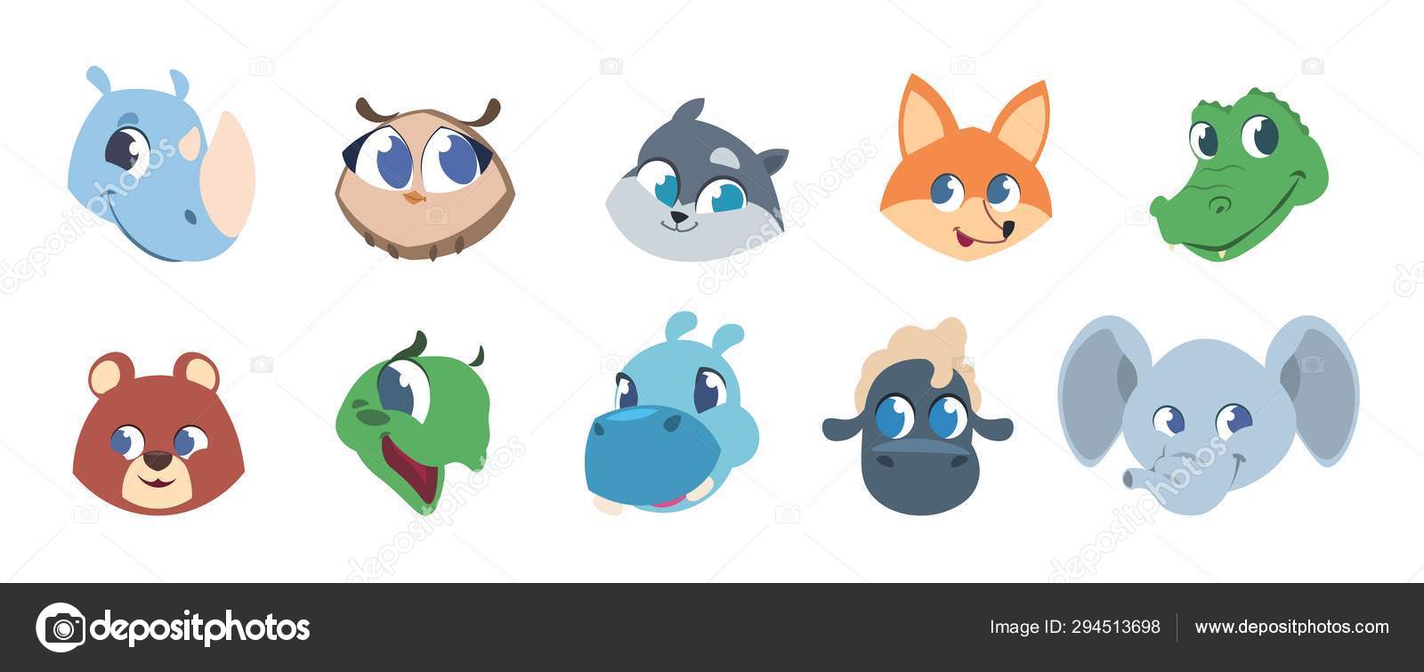 Vetores de Animais Kawaii Rostos Fofos Do Zoológico Animais Sorridentes  Cabeças De Vetor De Desenho Animado Conjunto De Ilustração e mais imagens  de Emoticon - iStock