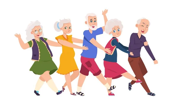 Old people dancing. Diverse elderly cartoon characters dancing a conga  line, happy funny persons. Vector active grandparents set Stock Vector  Image by ©SpicyTruffel #294513814