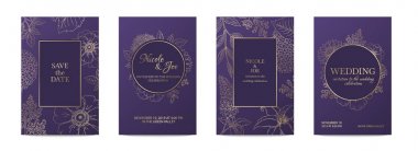 Lüks davetiye kartı. Düğün dekoratif çiçek altın şablon veya resimli takı kutusu. Vektör görüntü kraliyet zarif tasarım