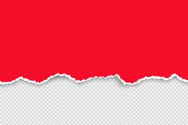 Färg trasig pappers uppsättning. Rippat rött papper med vitt band ark. Vektor realistisk illustration på transparent bakgrund — Stock vektor