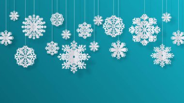 Paper cut snowflakes. Christmas isolated decoration elements, winter snow abstract background. Vector 3D paper snowflakes clipart