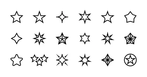Stjärnor linje ikoner. Olika typer av dekoration kontur element för logo element och gratulationskort. Vektor Magic Fantasy set — Stock vektor