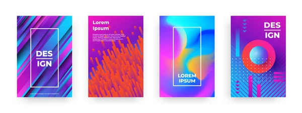 Carteles abstractos. Modernas formas de gradiente geométrico con elementos de patrón en cubiertas vibrantes y volantes. Folletos mínimos vectoriales — Vector de stock