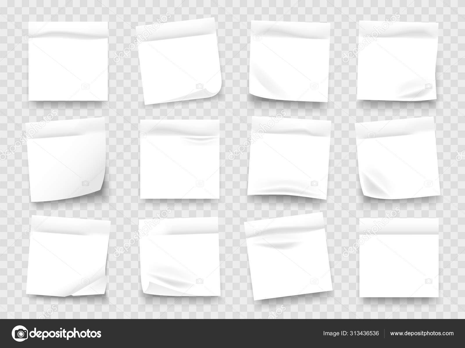 Sticky Notes White Notepad Sheets With Crumpled Edges Memos And Reminders Isolated On Transparent Background Vector Set Vector Image By C Spicytruffel Vector Stock