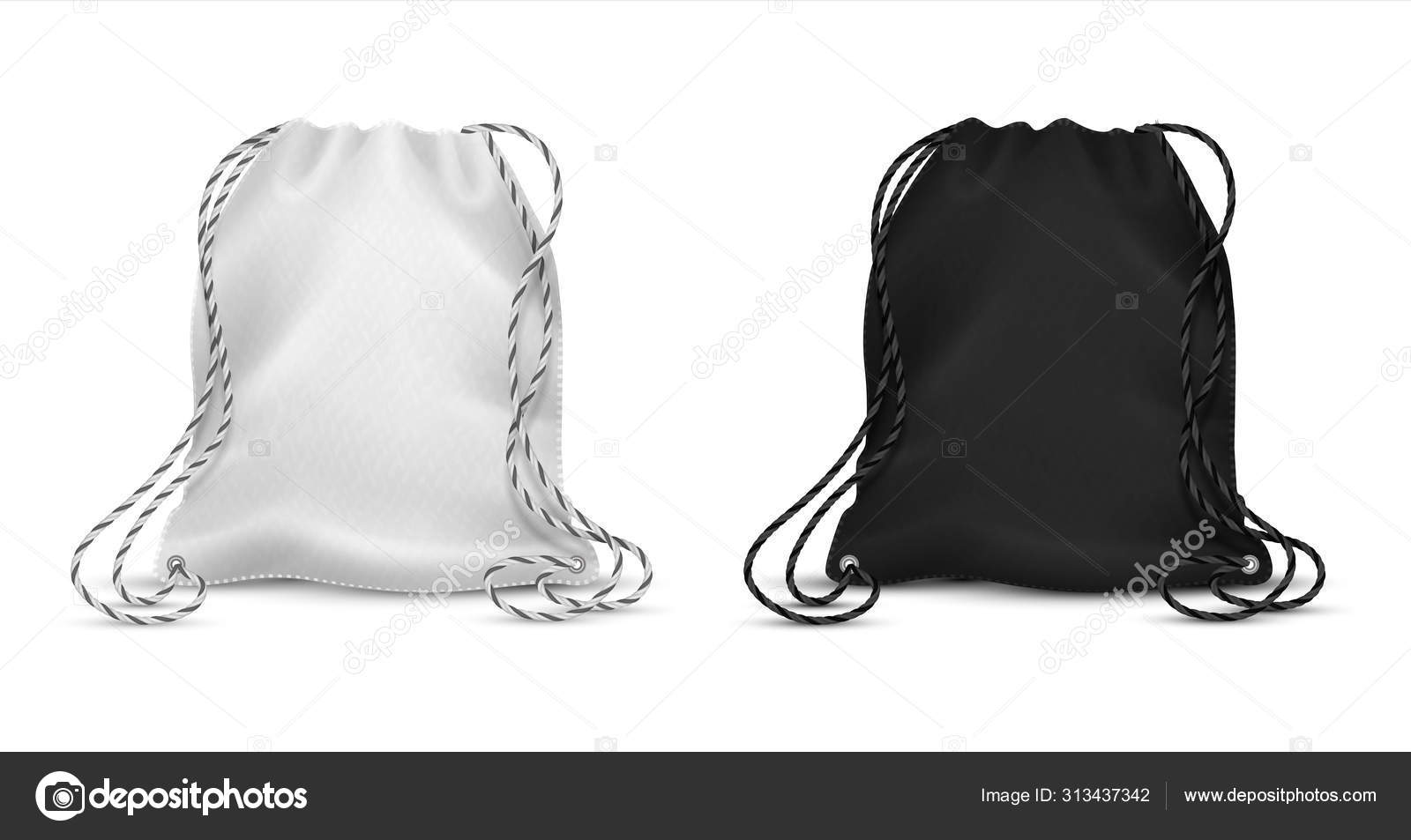 Download Realistic Drawstring Bags Blank Black And White Backpack Mockup For Corporate Identity Sport Pack For Accessory Vector Template Stock Vector Royalty Free Vector Image By C Spicytruffel 313437342