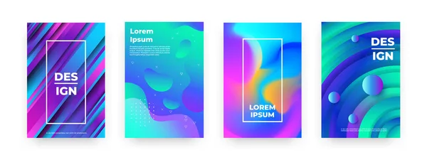 Abstract posters. Trendy minimal gradient banners with simple geometry and vibrant colors. Vector futuristic graphic shapes — Stock Vector