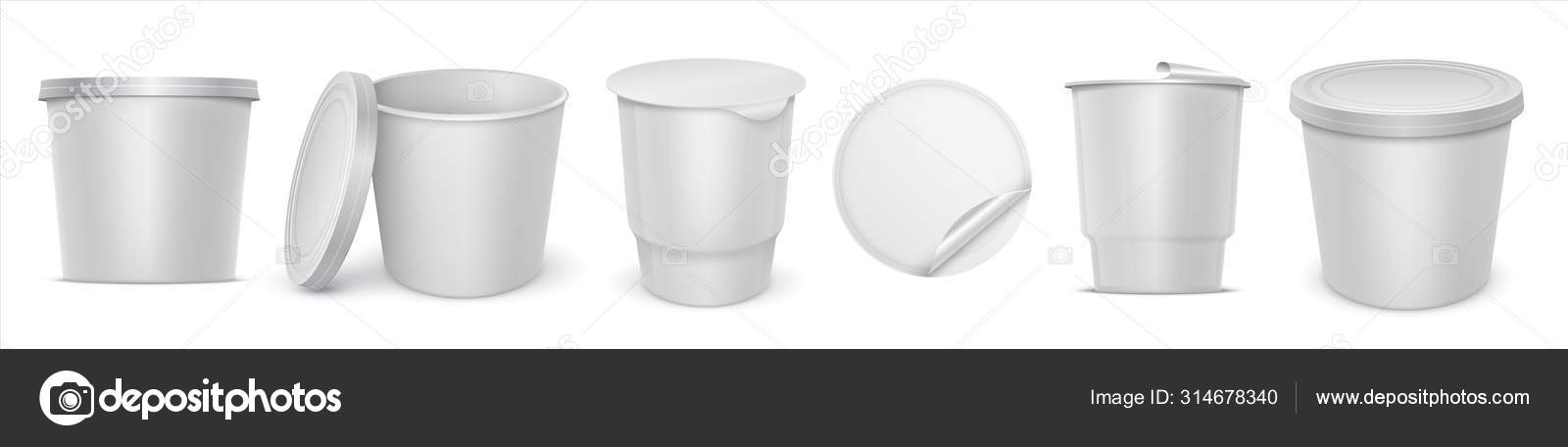 Download Yoghurt Container Blank 3d Packaging Mockup Of Melted Cheese Spread Or Butter Vector White Blank Circular Pack With Curled Foil Vector Image By C Spicytruffel Vector Stock 314678340