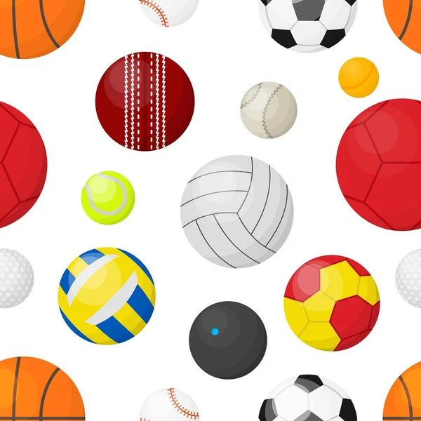 Fondo de pelotas deportivas. Banner plano con pelotas para juegos de fútbol baloncesto fútbol béisbol deporte. Vector estilo de vida saludable cartel — Archivo Imágenes Vectoriales