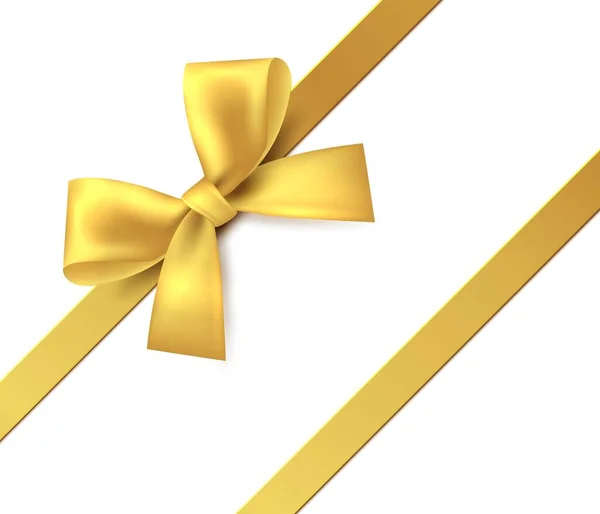 Золотой лук. Подарок - золотая блестящая лента. Векторная изоляционная лента для дизайнерских поздравлений и дисконтной карты — стоковый вектор