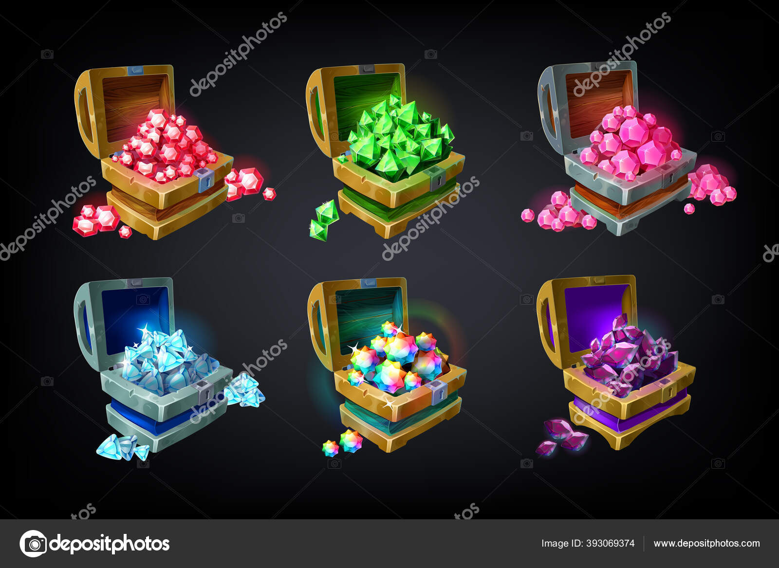 Diferentes texturas de pedras preciosas para o jogo. ilustração
