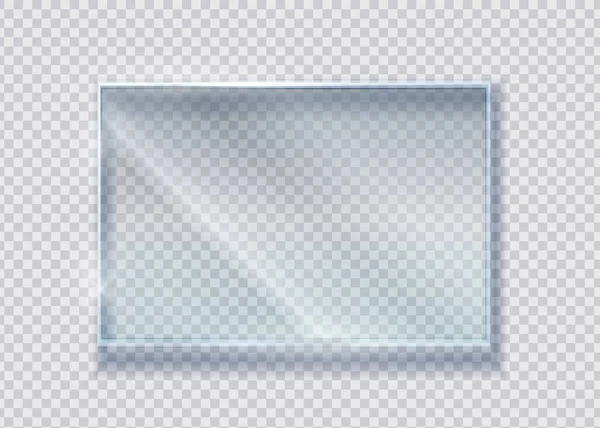 Szklany kryształ. Wektor realistyczny jasny prostokąt jasne okno. Przezroczyste materiały izolowane — Wektor stockowy