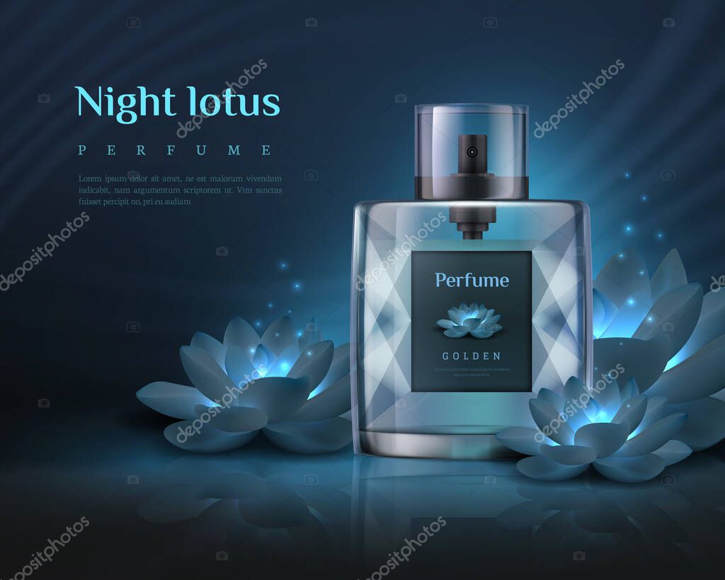 perfume ad realistic fragrance glass bottle mockup perfume luxury product advertisement vector illustration product aroma water ad background template premium vector in adobe illustrator ai ai format encapsulated postscript perfume ad realistic fragrance glass