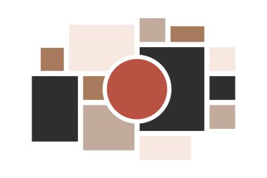 Moodboard düzeni. Fotoğraf çerçeveleri mozaik minimalist şablon sunum için kolaj şebekesi düzenleme. Vektör fotoğraf albümü sayfası