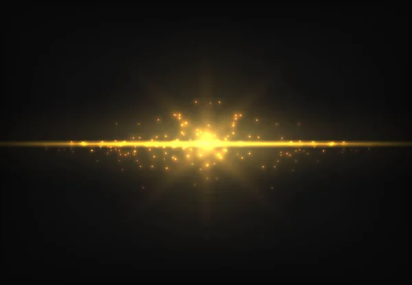 Сияющая золотая неоновая линия. Волшебный золотой световой эффект. Светящийся след. Векторно-жёлтый сияющий луч — стоковый вектор