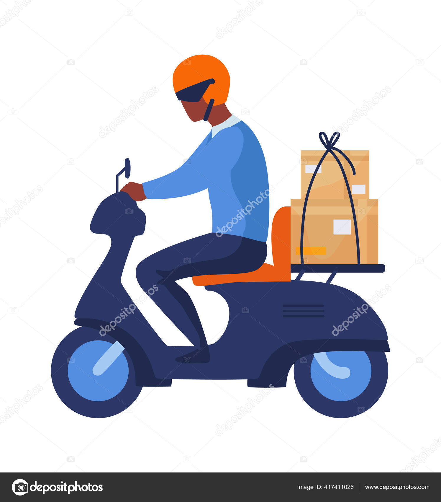 Postman riding motorbike. City transport, man rides scooter in helmet with  parcel. Modern vehicles, motorcyclist in profile. Electric motorcycle,  delivery service vector illustration Stock Vector Image by ©SpicyTruffel  #417411026