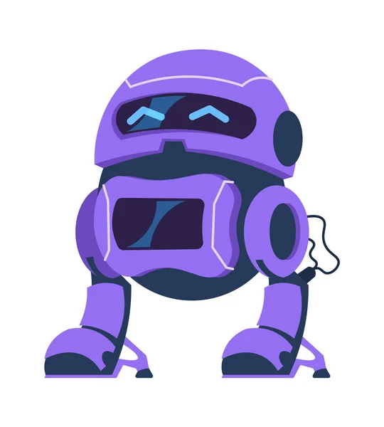 Personaje androide de dibujos animados. Robot mascota, plantilla de innovación científica. Fantástica tecnología electrónica, publicidad de juguetes automáticos y videojuegos de ordenador, ilustración futurista vectorial — Vector de stock
