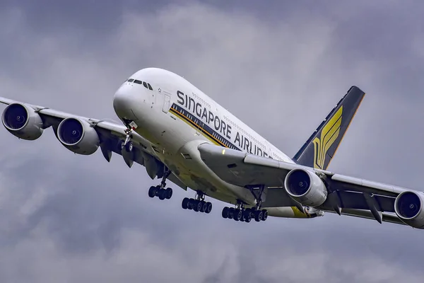 Frankfurt Alemania Octubre 2018 Singapur Airlines Airbus A380 —  Fotos de Stock