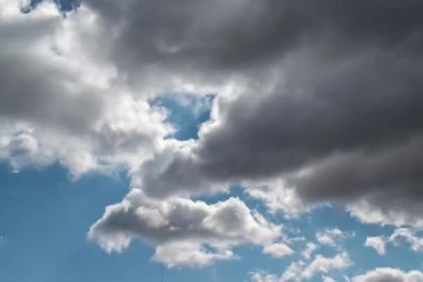 Dark Clouds Floating Blue Sky Timelapse — Stock Video