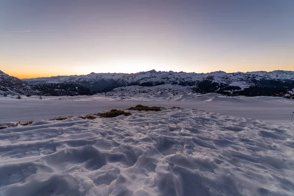Ηλιοβασίλεμα Στις Πίστες Σκι — Φωτογραφία Αρχείου