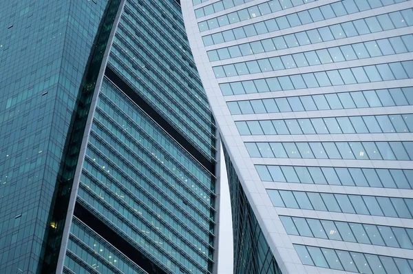 glass wall of the business center building