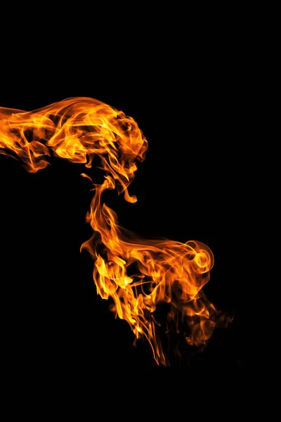 Fire Flames Black Background Isolated Burning Gas Gasoline Burns Fire — Stock Photo, Image