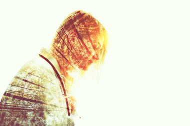 kadının orman ile çift pozlama