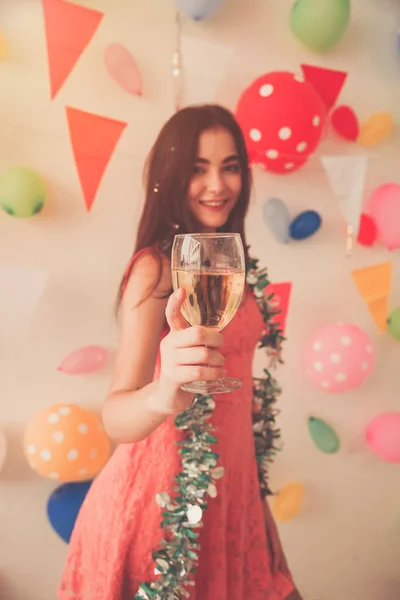 party time of beautiful women drinking alcohol champagne celebrating new year, birthday, fun and happiness