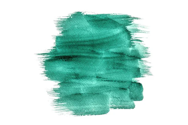 白い背景紙にハンド ペイントで分離された抽象緑水彩 — ストック写真