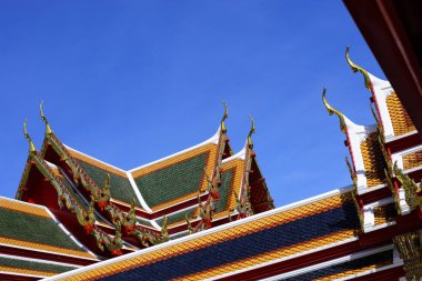 Tapınak çatısı. Wat Pho, Bangkok, Tayland