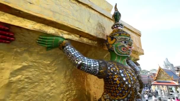 Skulptur Von Rakshasa Großer Palast Bangkok Thailand — Stockvideo